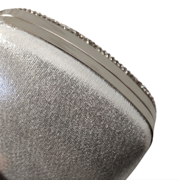 "Spider Web" Rhinestone & Silver Clutch/Crossbody - Picture 8 of 10